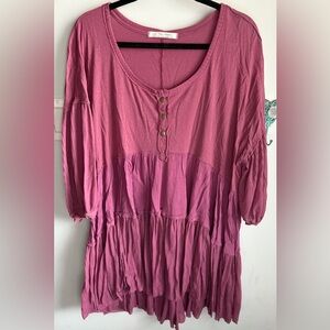 Free People Women's Pink Button-Front Tunic
